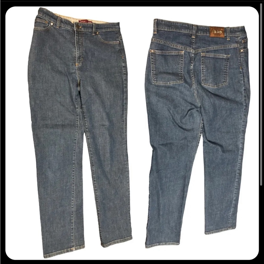 IZOD Skinny Jean Women Straight Stretch Comfort Waist Size 12 W32 L32 EUC C113